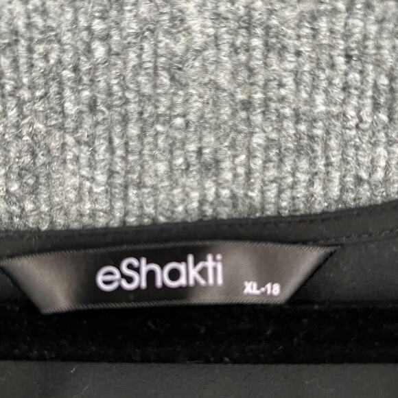 eShakti Dress Womens XL 18 Black Floral Embroidered Shift Pullover Half Sleeve - Picture 4 of 11